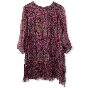 BASH (Ba&sh) Black Petal Printed Dress Long Sleeve Shift Dress Sz 4